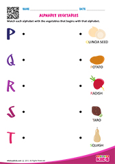 Match Alphabet Vegetables P to T